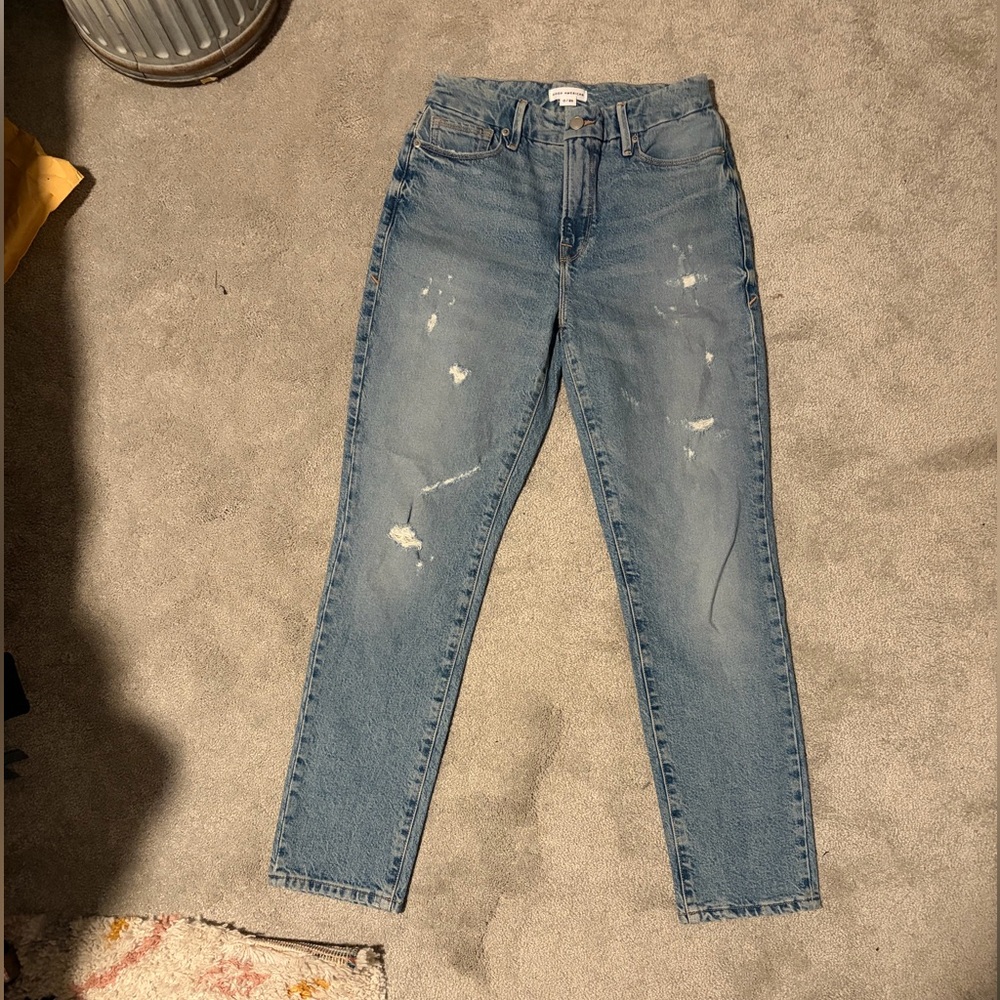 Good American Light Wash Distressed Jeans